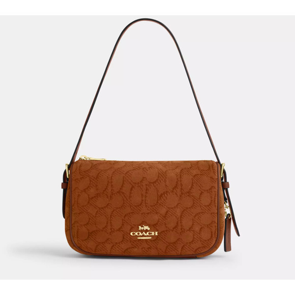 Coach Kailey Shoulder Bag In Signature Suede CCC69 suede/Im/Caramel - Picture 1 of 16